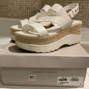 Marc Fisher Women's Zakiya Espadrille Wedge Sandals in white